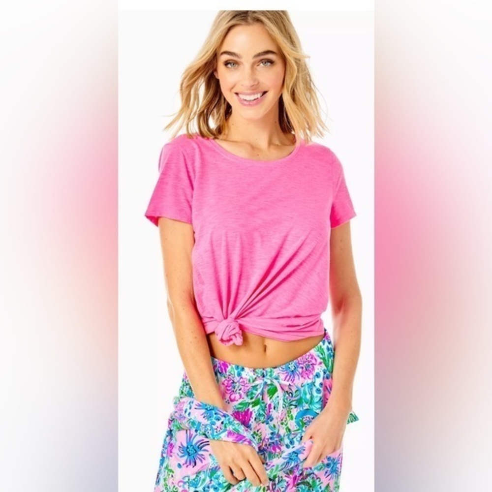 LILLY PULITZER ETTA SCOOP NECK TOP AURA PINK